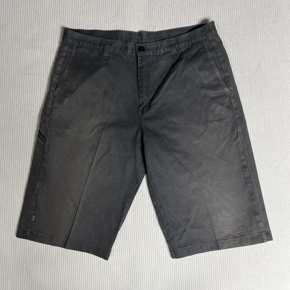 Dickies Shorts Mens 36 Gray Canvas Chino Workwear Regular Fit Utility Pockets